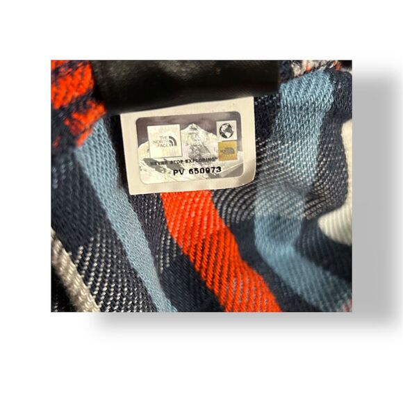 The North Face 2XL Red Blue Plaid Cotton Flannel Shirt Long Sleeve Button Front - Picture 8 of 12